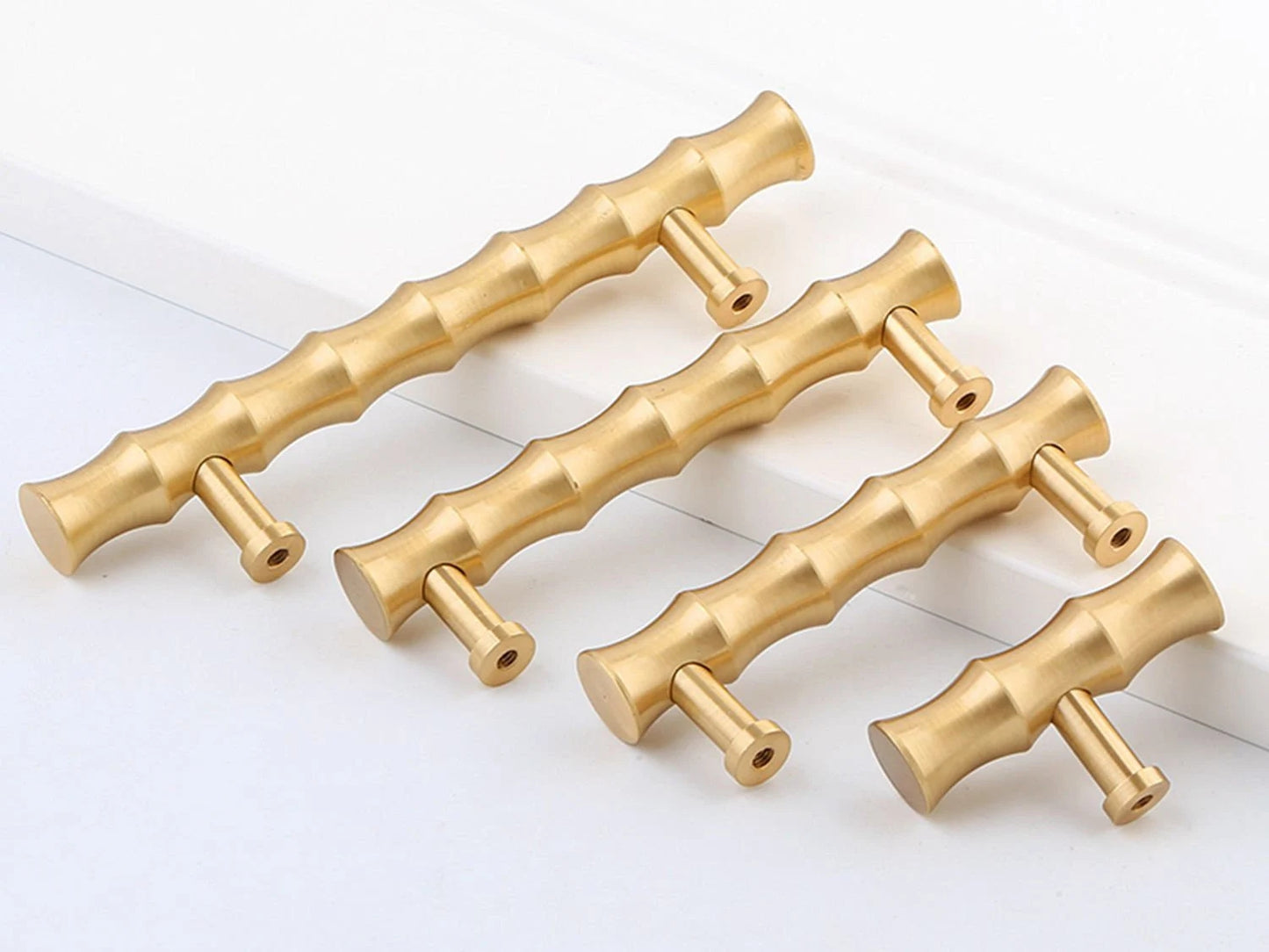 Poignées de tiroir en laiton pour armoires et tiroirs, 2,5", 2,75", 3", 3,3", quincaillerie en bambou