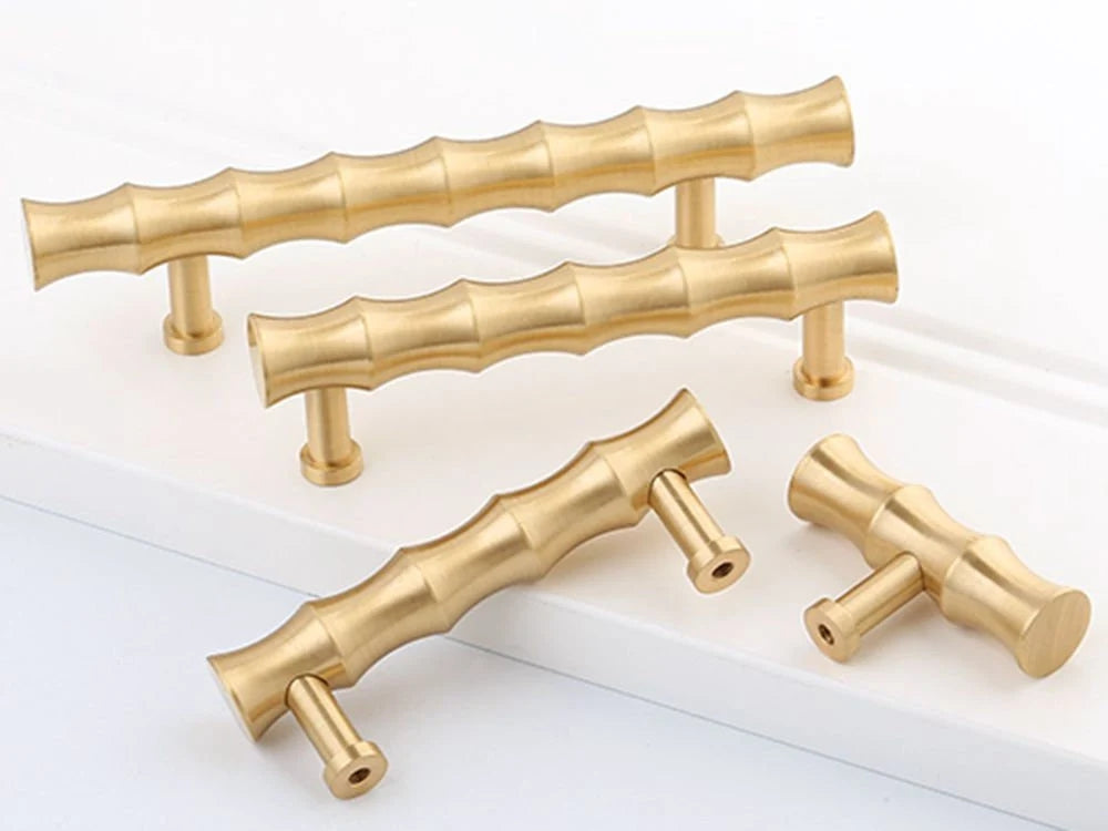 Poignées de tiroir en laiton pour armoires et tiroirs, 2,5", 2,75", 3", 3,3", quincaillerie en bambou