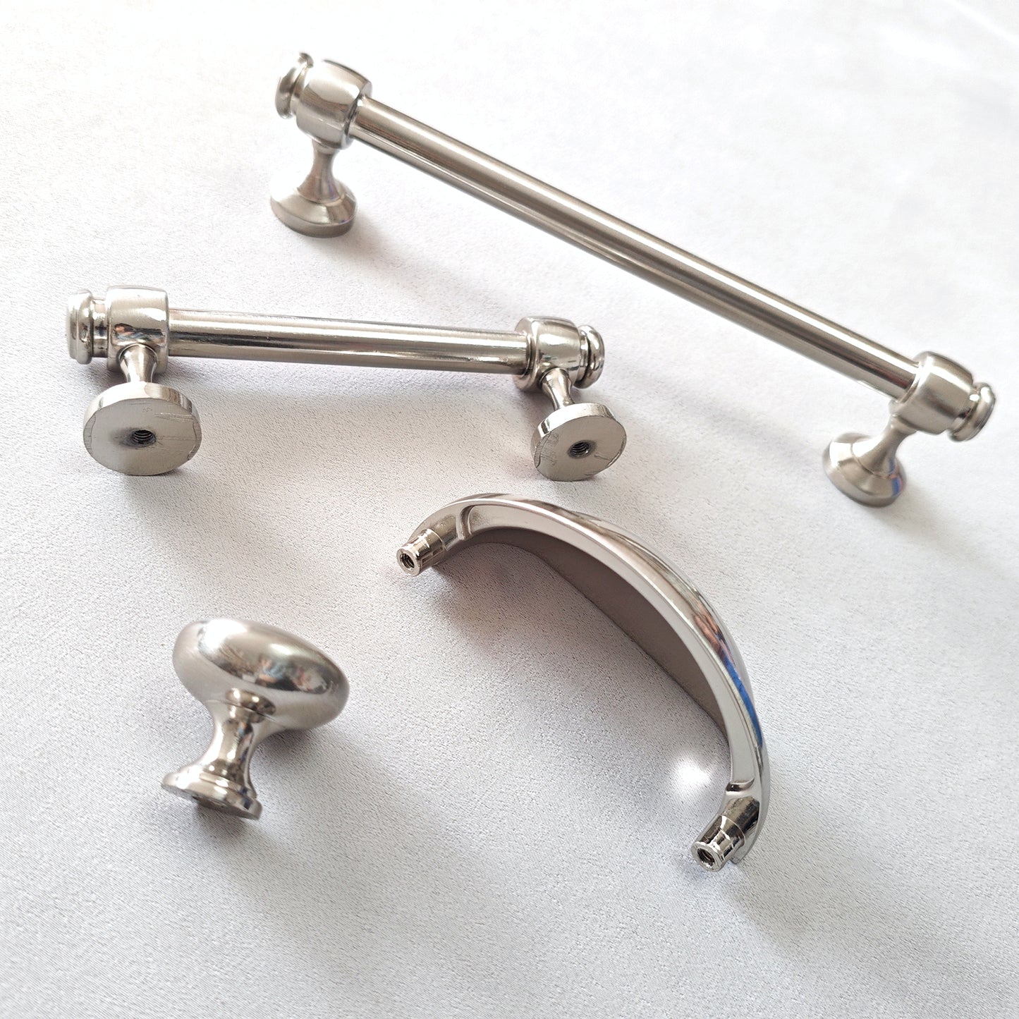 3" 3.5" 6" Nickel Cabinet Bar Handle & Cup Drawer Pull - LynnsHardware