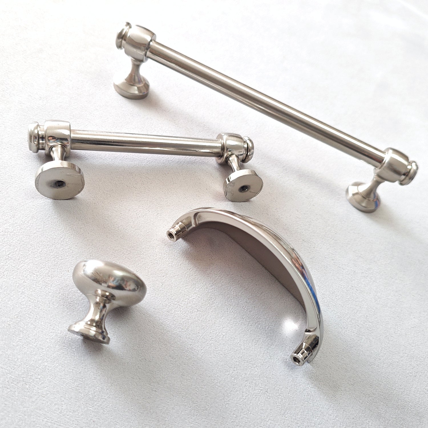 3" 3.5" 6" Nickel Cabinet Bar Handle & Cup Drawer Pull - LynnsHardware