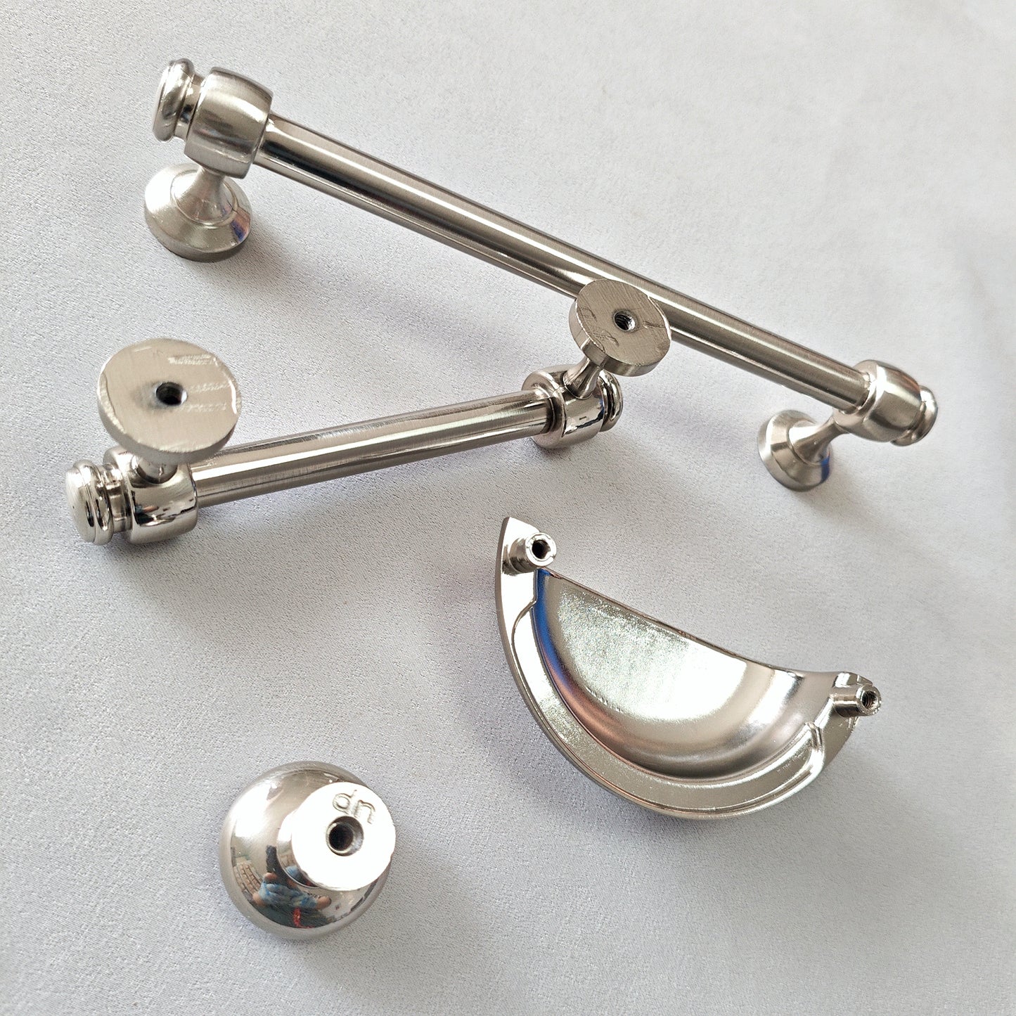 3" 3.5" 6" Nickel Cabinet Bar Handle & Cup Drawer Pull - LynnsHardware