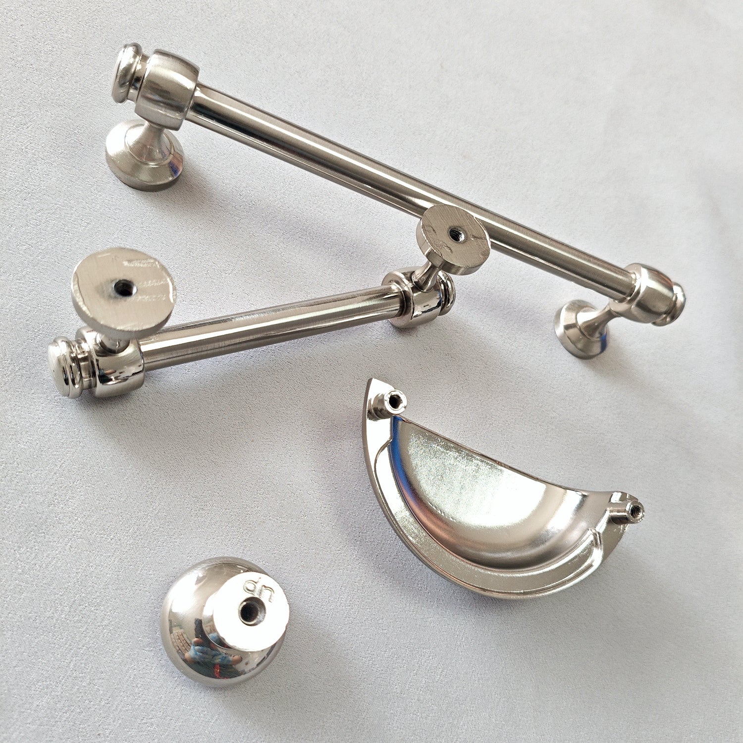3" 3.5" 6" Nickel Cabinet Bar Handle & Cup Drawer Pull - LynnsHardware