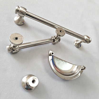 3" 3.5" 6" Nickel Cabinet Bar Handle & Cup Drawer Pull - LynnsHardware