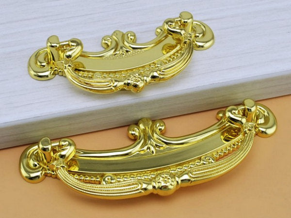 Ornate Gold Bail Drawer Pull, 2.5" 3.75" Centers