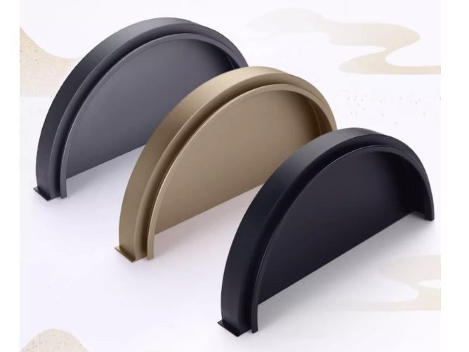 Half Moon Recessed Flush Cabinet Pull Handle - 4 Finishes