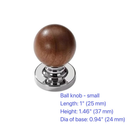 Wood & Brass Drawer Handle, Pendant Walnut Cabinet Pull, Japandi Kitchen Hardware