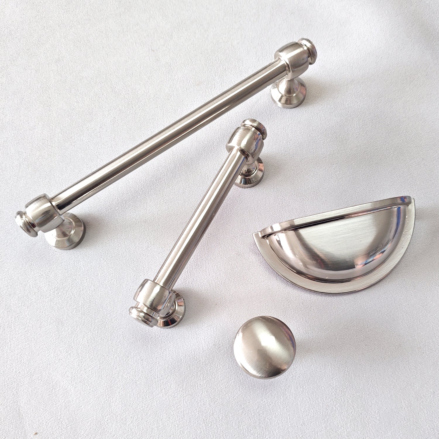 3" 3.5" 6" Nickel Cabinet Bar Handle & Cup Drawer Pull - LynnsHardware
