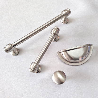 3" 3.5" 6" Nickel Cabinet Bar Handle & Cup Drawer Pull - LynnsHardware