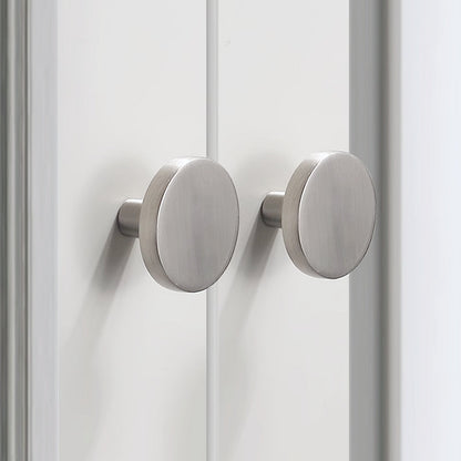 Brass Circle Knobs, Brushed Nickel, Minimalist Kitchen Cabinet Hardware