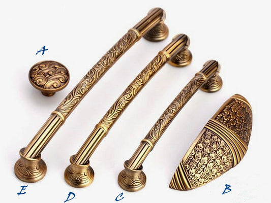 Antique Copper Cabinet Handles, Cup Drawer Pull, Retro Provincial Kitchen Hardware