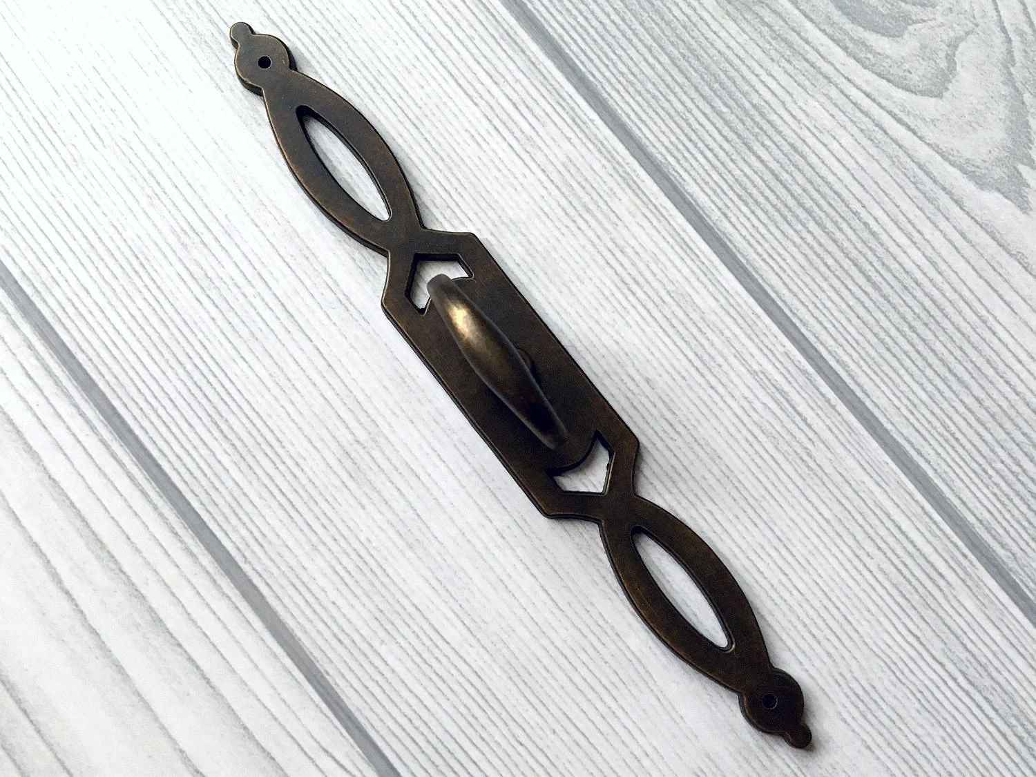 Vintage Look Antique Bronze Ring Drawer Pull with Backplate