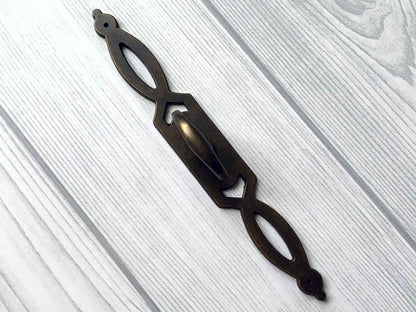 Vintage Look Antique Bronze Ring Drawer Pull with Backplate