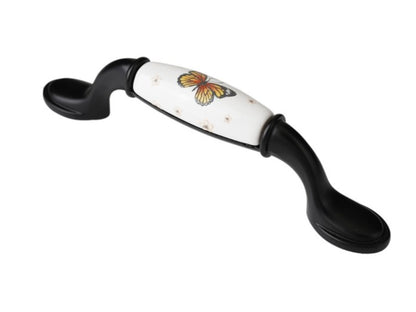 3.75" Butterfly Ceramic Cupboard Pull & Kitchen Knob, Decorative Porcelain Cabinet Hardware