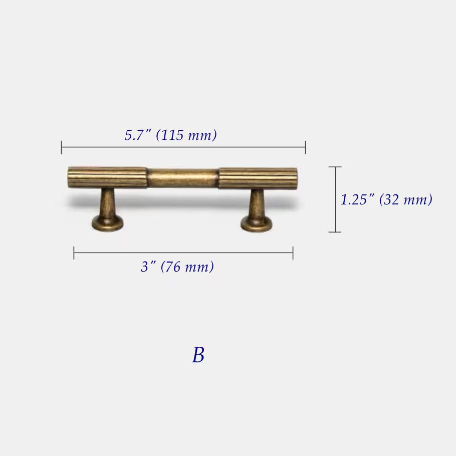 Antique Bronze Fluted Cabinet Pulls, Knurled Drawer Knobs, Kitchen Hardware