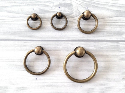 Bouton de tiroir suspendu en laiton, bronze antique, non laqué