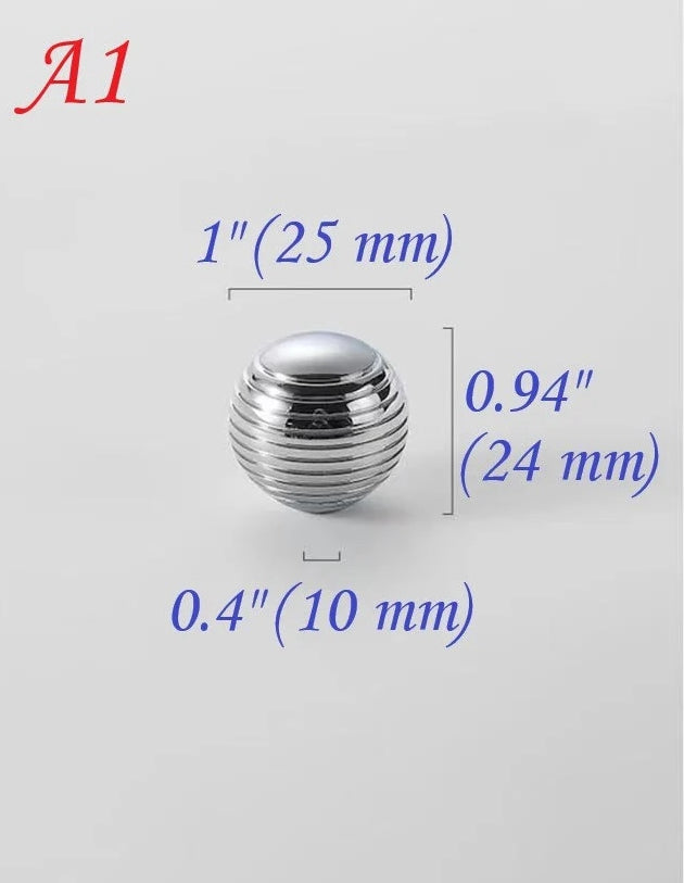 1 inch Silver Beehive Brass Knobs Cabinet Hardware Ball Drawer Pulls Polished Chrome 25 mm