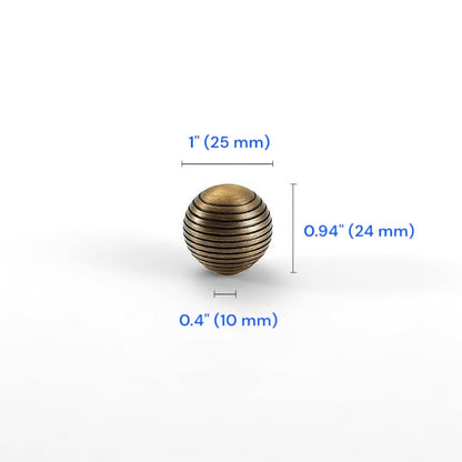 1 Inch Brass Ball Knobs Bronze Beehive Cabinet Door Pulls Dresser Handles 25 mm Hardware

