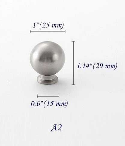 1 Inch Brushed Nickel Cabinet Door Knob Brass Ball Drawer Knobs Pulls Minimalism Kitchen Hardware
