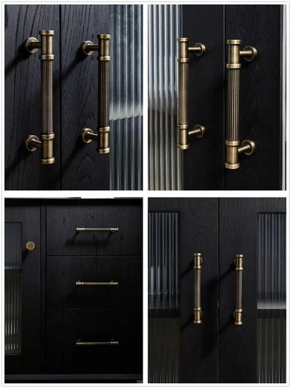 Reeded Antique Bronze Brass Cabinet Bar Pulls for Retro Decor | Lynns Hardware