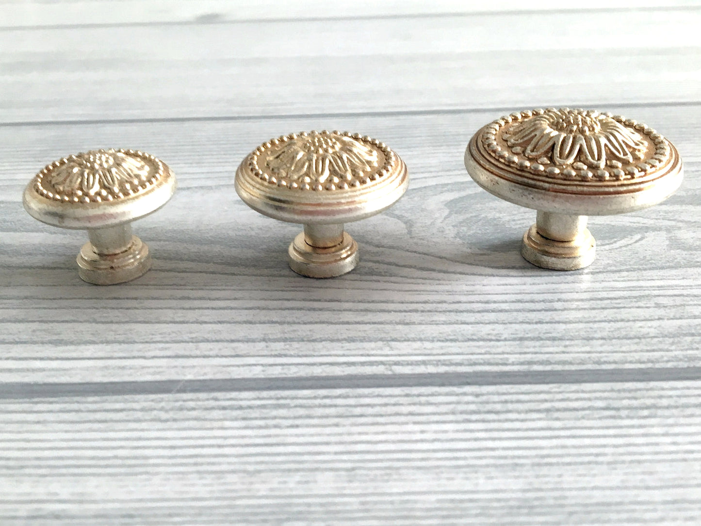 Shabby Chic Dresser Drawer Knob, Floral Cabinet Pull Handle, Antique Silver, French Country Style