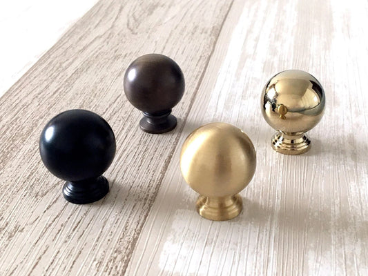 Brass Ball Knobs, Gold Chrome Black Coffee Bronze, Kitchen Cabinet Hardware