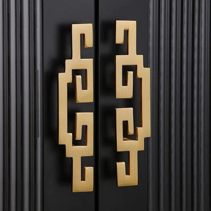 2" 2.75" Brass Greek Key Drawer Pull Handles - Oriental Style