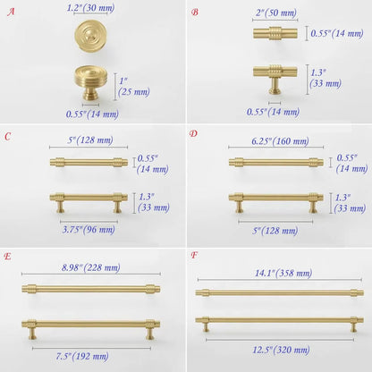 Brushed Brass Cabinet T Bar Handle Gold Vanity Pull, Kitchen Hardware