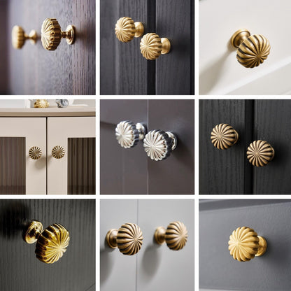 Brass Pumpkin Cabinet Knob, Gold Chrome Antique Bronze