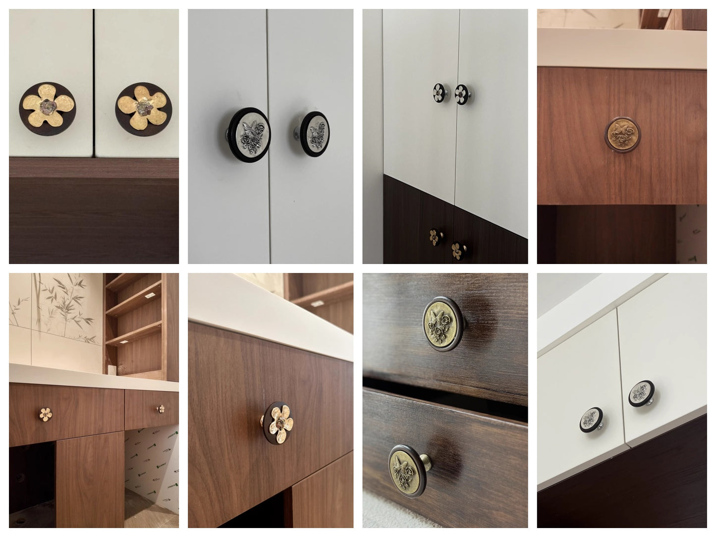 Wooden Floral Cabinet Knob, Farmhouse Drawer Pull, Art Deco Kitchen Hardware