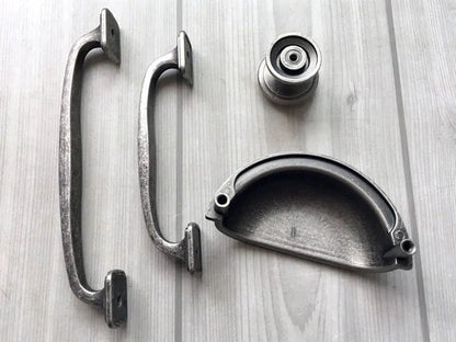3,5" Cup Pull 4" Centers Antik Zinn Schublade zieht Schrank Griffe