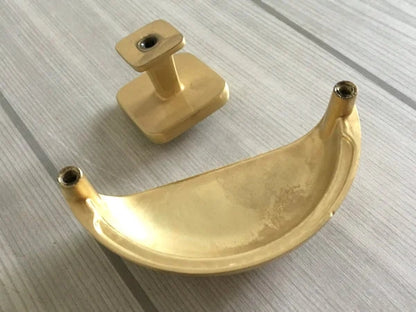 3 Inch Gold Cup Drawer Pulls, Square Cabinet Knob, Kitchen Hardware, 76 mm Holes