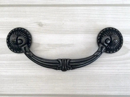 4.5" Vintage Style Drop Bail Drawer Pull Antique Black