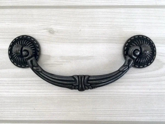 4.5" Vintage Style Drop Bail Drawer Pull Antique Black