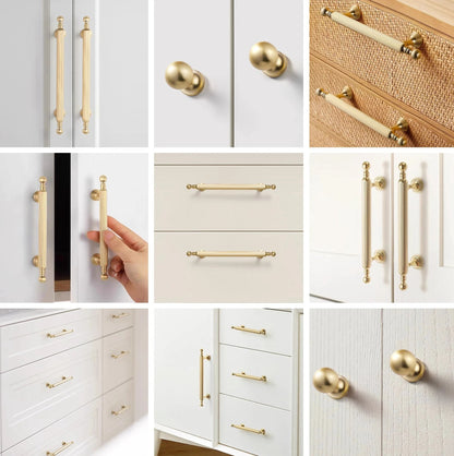 3.75" 5" 7.5" Brushed Gold Vanity Bar Handle & Drawer Knob, Classic Kitchen Hardware