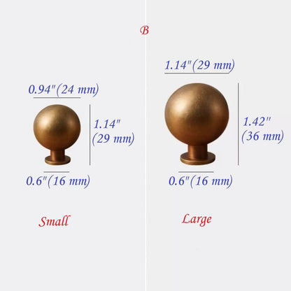 Warm Antique Brass Globed Cabinet Knobs - Vintage Look