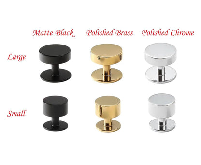 Brass Round Cabinet Knobs with Wide Base - 6 Finishes