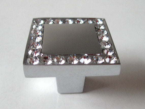 2.5" 3.75" Silver Crystal Drawer Pulls - Rhinestone Cabinet Knobs