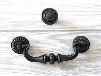 4.5" Vintage Style Antique Black Bail Drawer Pull