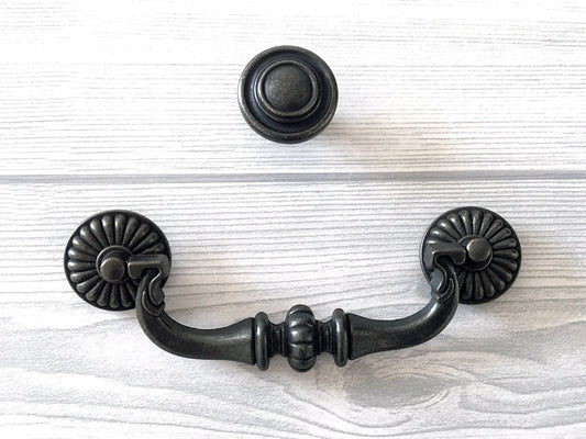 4.5" Vintage Style Antique Black Bail Drawer Pull