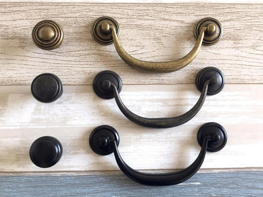 4.25" 4.5" Vintage Style Bail Drawer Pulls Handle Knob Dark Antique Bronze Black