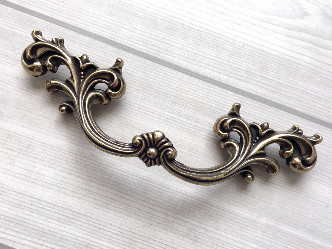 French Provincial Drawer Pull Antique Bronze - 2-3/8" 2.5" 3.75" - LynnsHardware