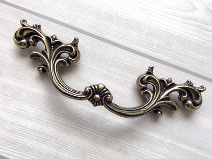 French Provincial Drawer Pull Antique Bronze - 2-3/8" 2.5" 3.75" - LynnsHardware