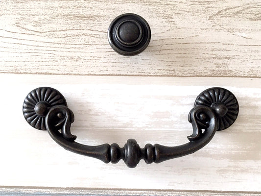 5“ Vintage Style Bail Drawer Pulls, Dark Antique Bronze, 128 mm Centers