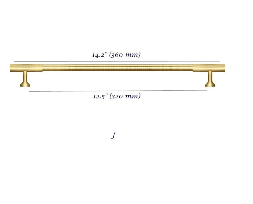12.5 Inches Wardrobe Handles Brass Knurled 320 mm