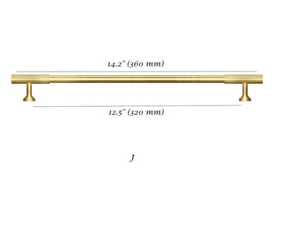 12.5 Inches Wardrobe Handles Brass Knurled 320 mm