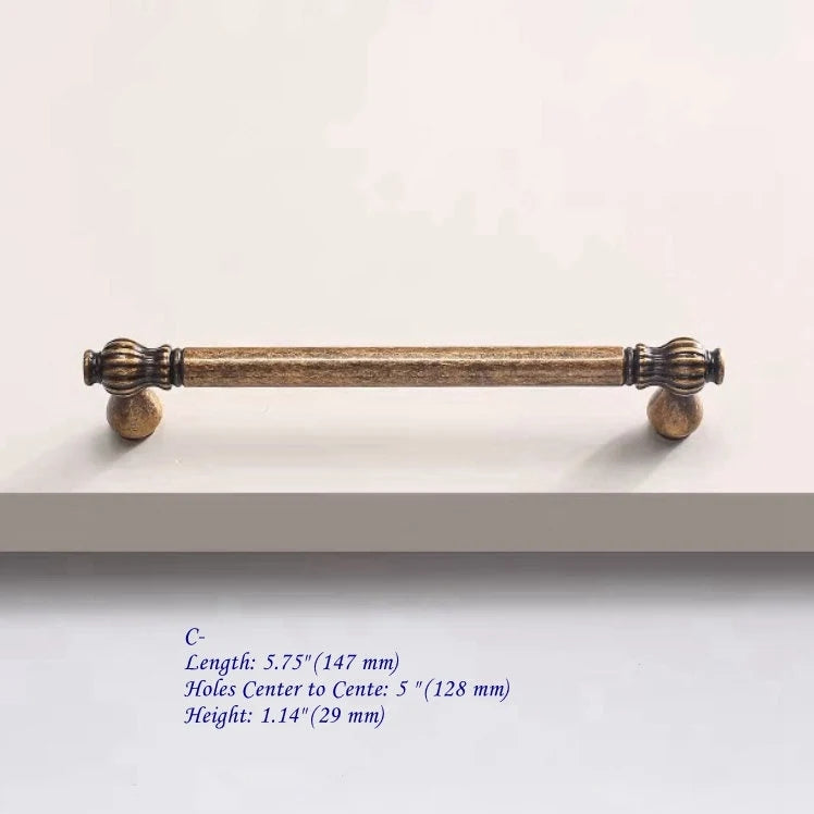 3.75" 5" 7.5" Antique Brass Cabinet Pulls, Mid Century MCM Kitchen Hardware