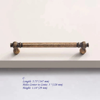 3.75" 5" 7.5" Antique Brass Cabinet Pulls, Mid Century MCM Kitchen Hardware