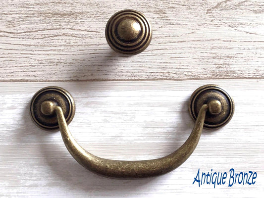 4.25" 4.5" Vintage Style Bail Drawer Pulls Handle Knob Dark Antique Bronze Black