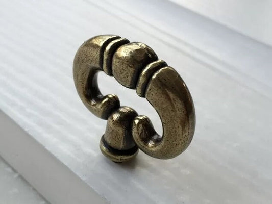 Vintage Style Ring Drawer Pull, Cabinet Knob, Antique Bronze, Rustic Hardware