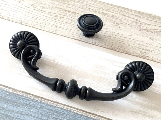 5“ Vintage Style Bail Drawer Pulls, Dark Antique Bronze, 128 mm Centers